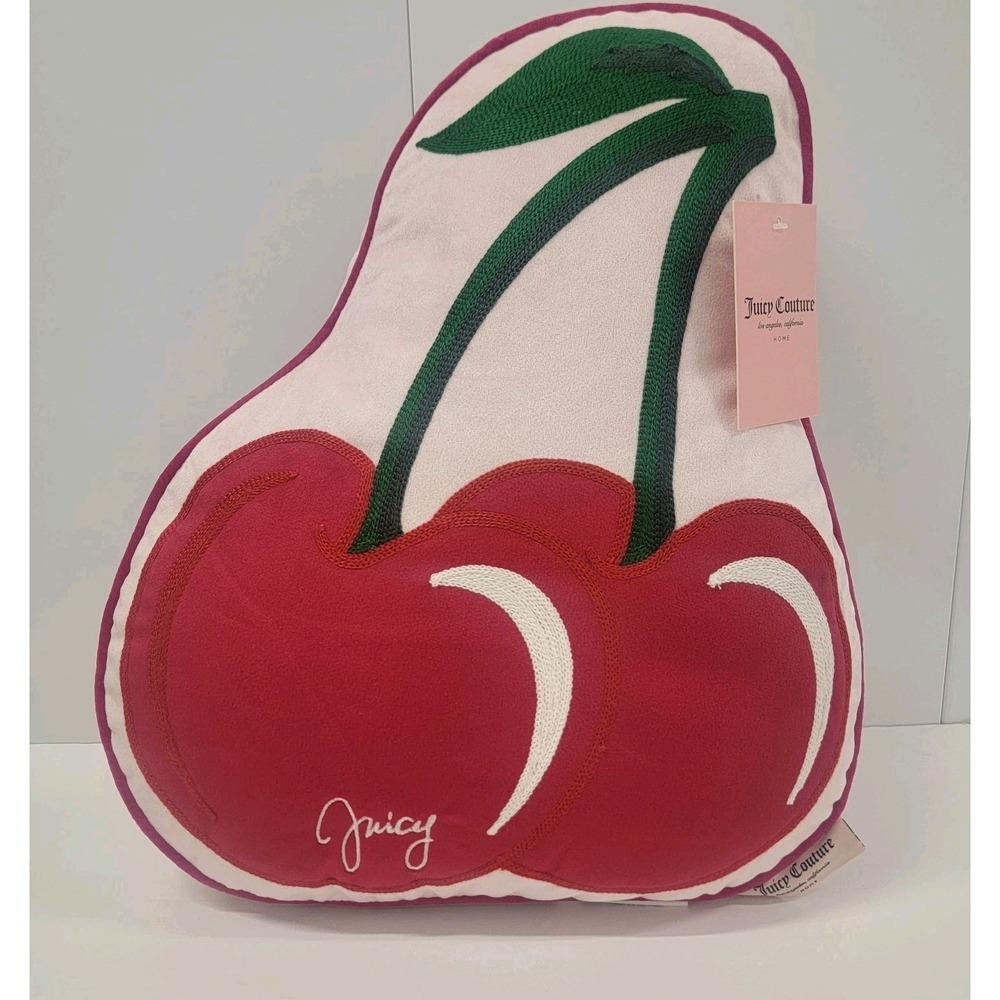 NWT! Juicy Couture Decorative Cherry Pillow Cherry Pink